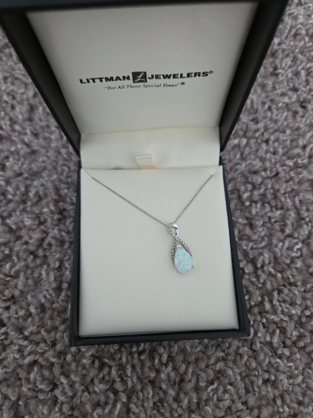 Littman Jewelers Opal Teardrop Pendant Necklace in Silver